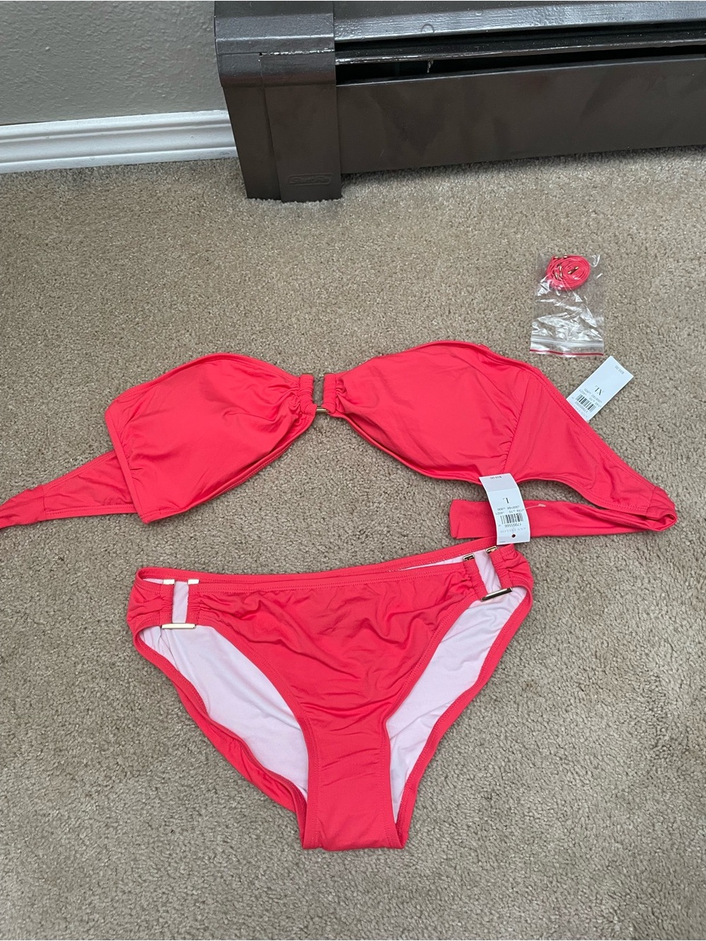 Ann Taylor Bright Pink Strapless Bikini Set